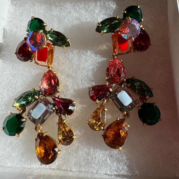 J. Crew crystal cluster chandelier earrings EUC - Picture 9 of 9